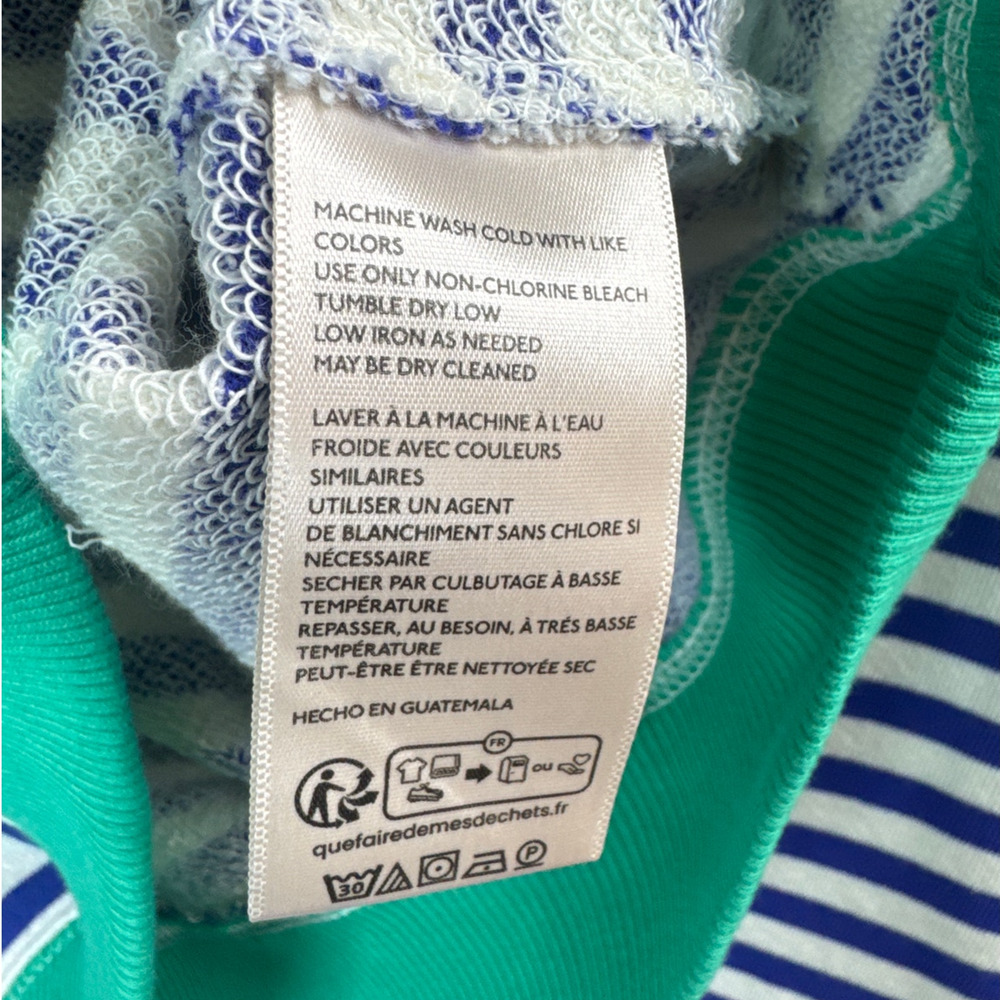 Free People Classic Stripe Oversized Crewneck Blue Green Combo Sz M Cozy Boho - Picture 7 of 8